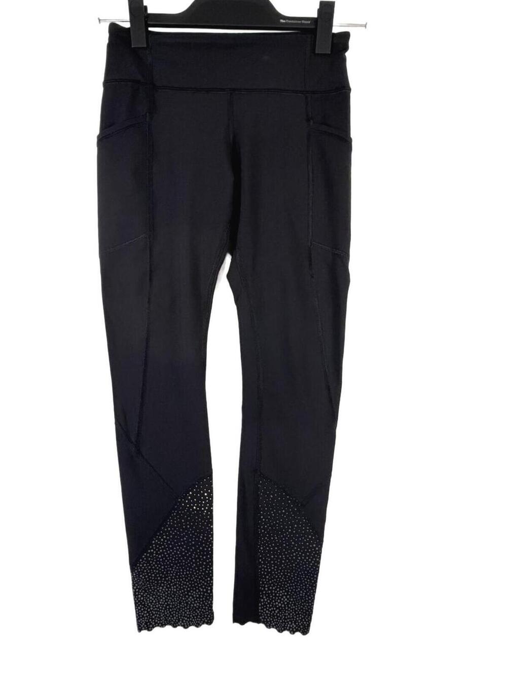 Lululemon Tight Stuff Tight II 7/8 Leggings‎ - Black Reflective Scalloped Size 4